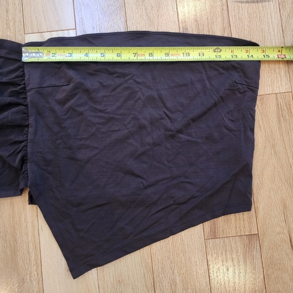 RARE, VINTAGE GIANFRANCO FERRE Chocolate Brown Asymmetrical Wrap Crop Top - Picture 5 of 11